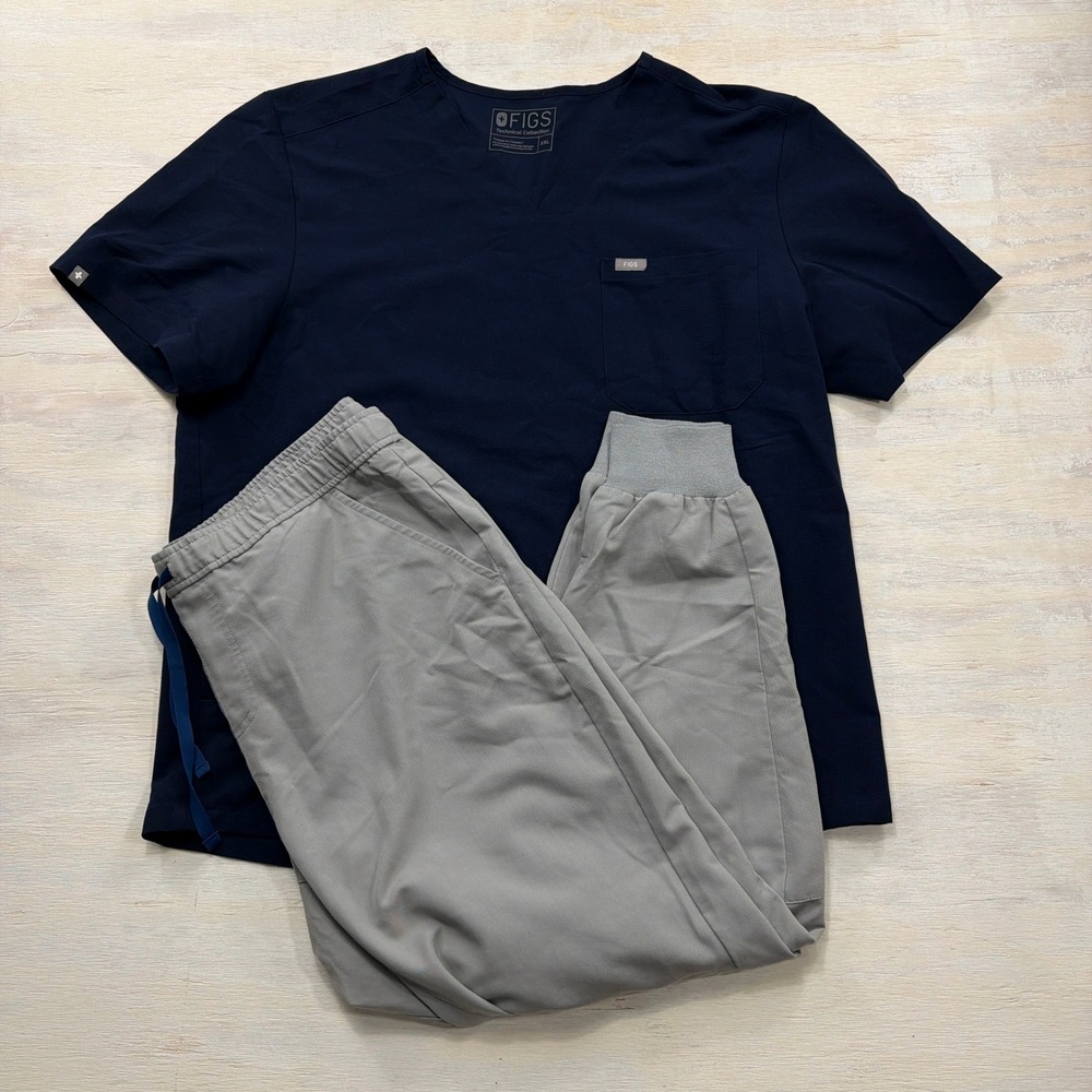 FIGS Scrub Set Chisec Top Tansen Jogger Pants Navy Gray Mens XXL